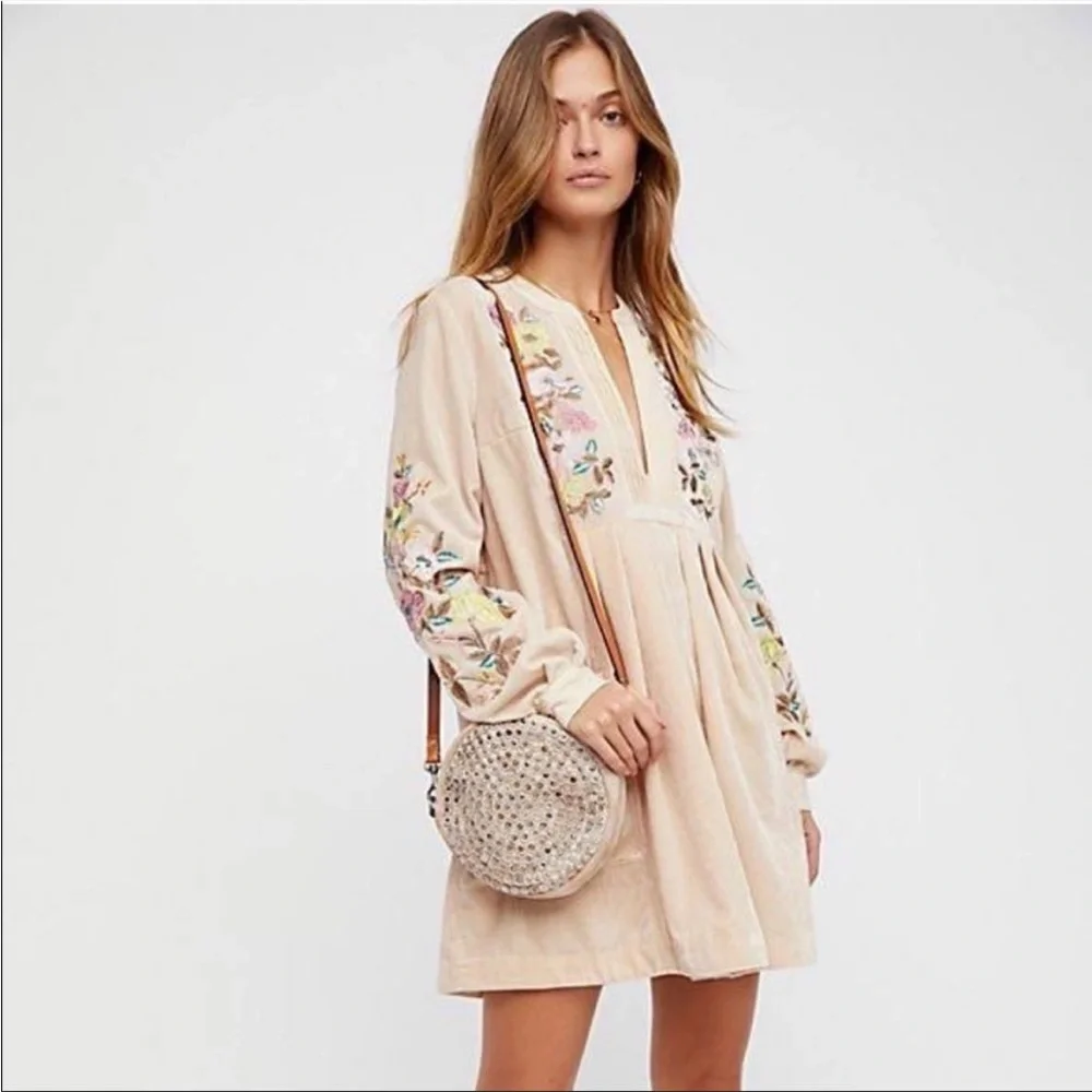 Free people Velvet Mia embroidered boho dress Sz M - Picture 10 of 10